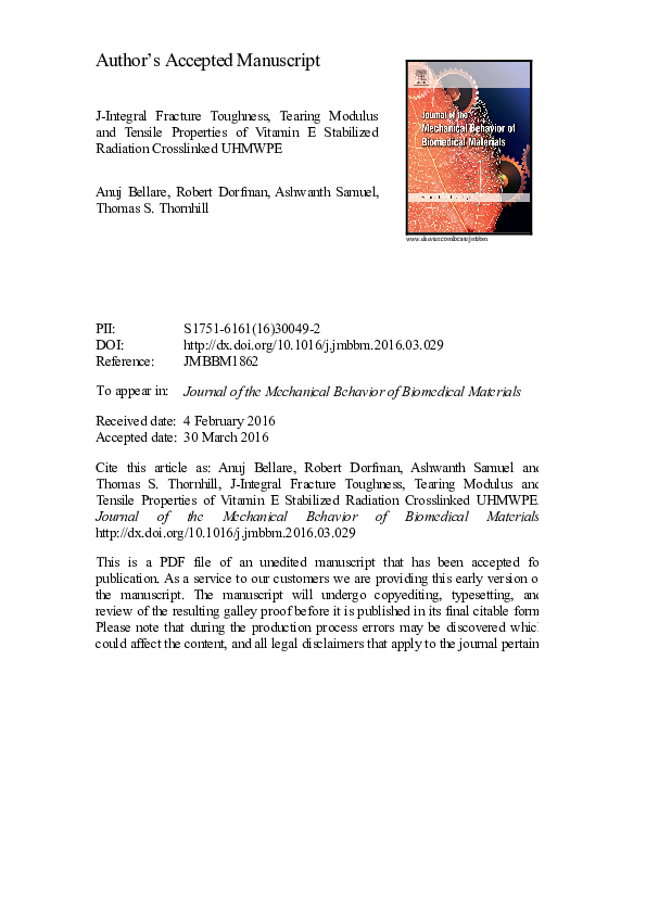 (PDF) J-integral fracture toughness, Tearing modulus and tensile ...