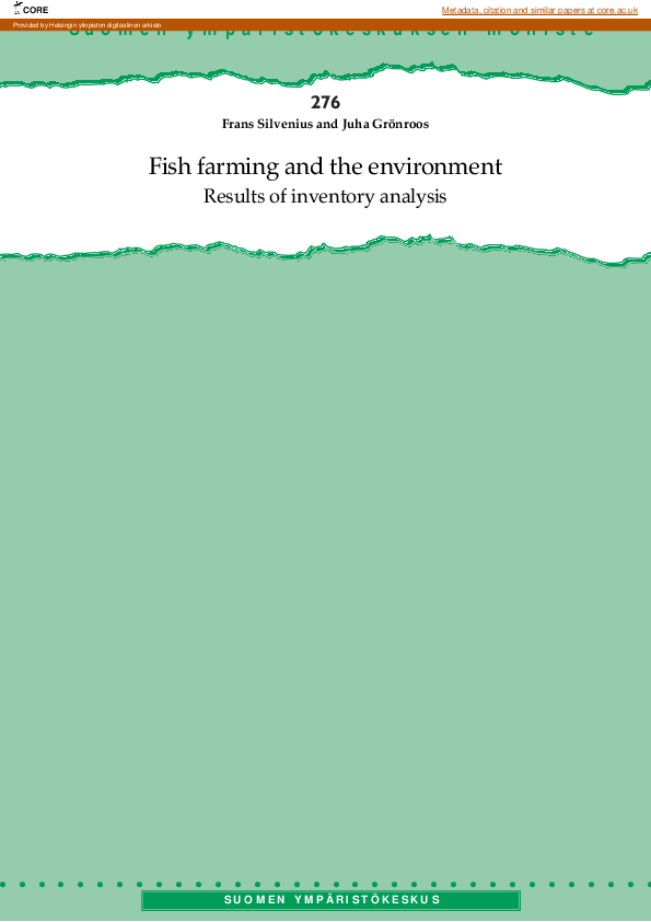 (PDF) Fish farming and the environment. Results of inventory analysis