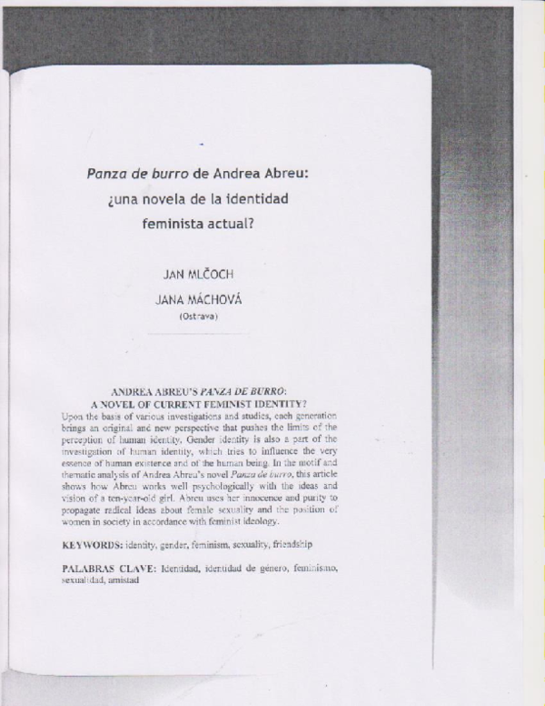 (PDF) Panza de burro de Andrea Abreu ¿una novela de la identidad