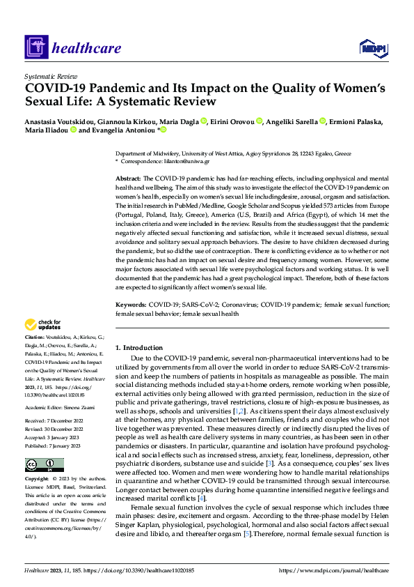 (PDF) COVID-19 Pandemic and Its Impact on the Quality of Women’s Sexual ...