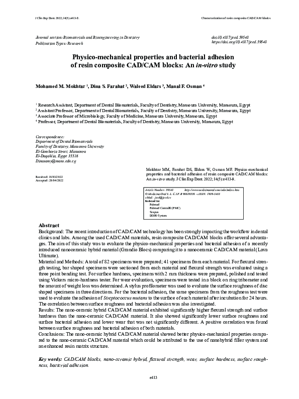(PDF) Physico-mechanical properties and bacterial adhesion of resin ...