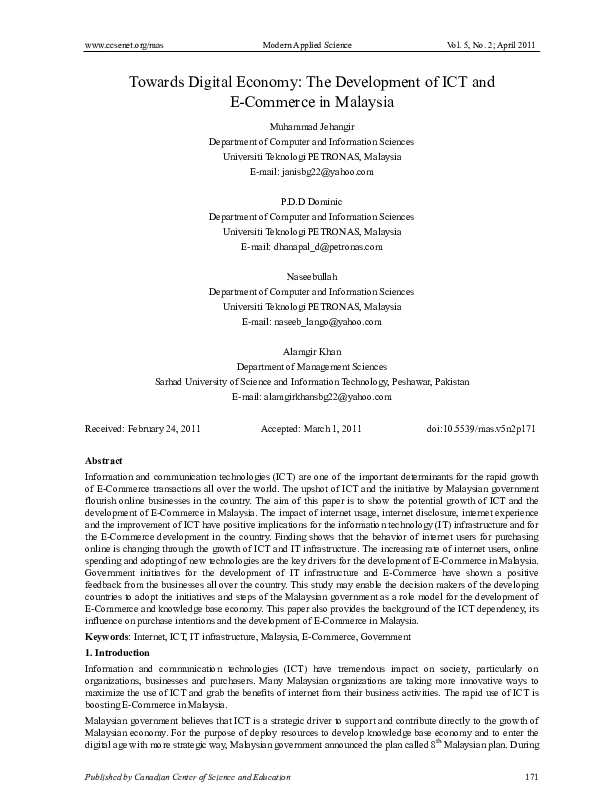 (PDF) Towards Digital Economy: The Development of ICT and E-Commerce in ...