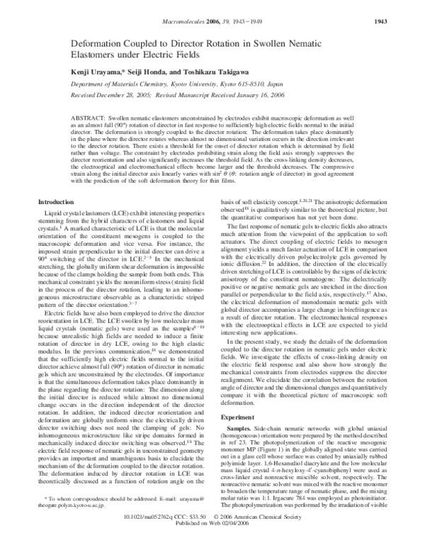 (PDF) Deformation Coupled to Director Rotation in Swollen Nematic ...