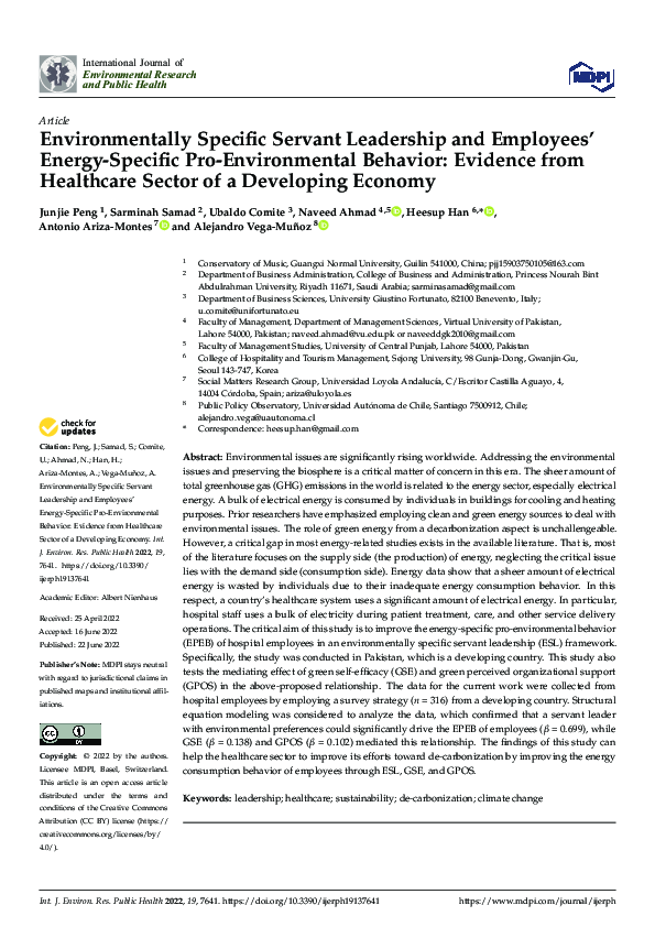 (PDF) Environmentally-specific servant leadership and green creativity ...