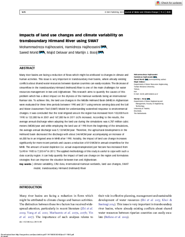 (PDF) Impacts of land use changes and climate variability on ...
