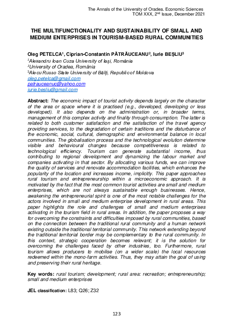 (PDF) The Multifunctionality and Sustainability of Small and Medium ...