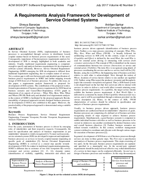 (PDF) A Requirements Analysis Framework for Development of Service ...