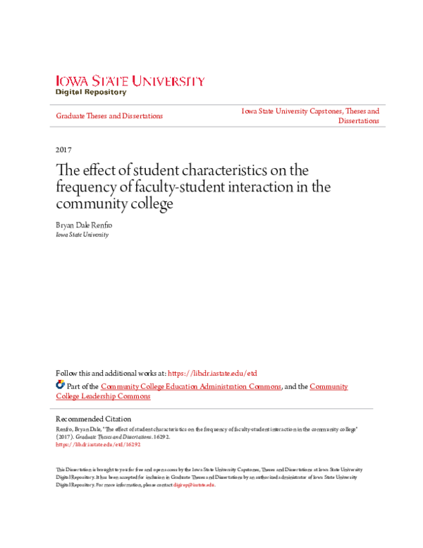 (PDF) The effect of student characteristics on the frequency of faculty ...
