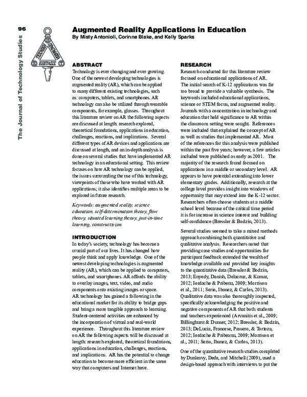 (PDF) Augmented Reality Applications in Education