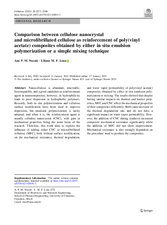 (PDF) Comparison between cellulose nanocrystal and microfibrillated ...