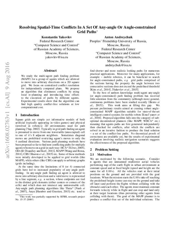 (PDF) Resolving Spatial-Time Conflicts In A Set Of Any-angle Or Angle ...