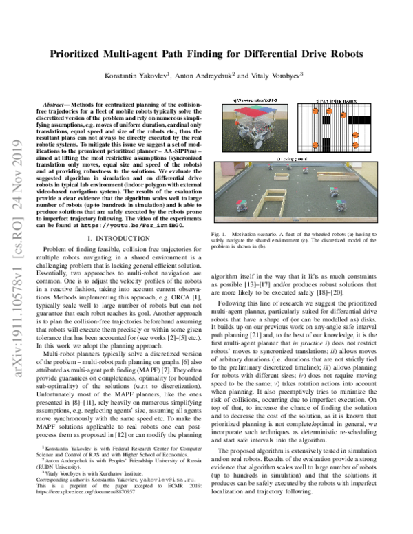 (PDF) Prioritized Multi-agent Path Finding for Differential Drive Robots