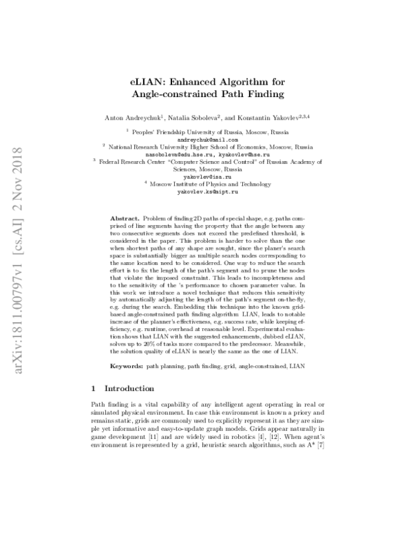 (PDF) eLIAN: Enhanced Algorithm for Angle-Constrained Path Finding