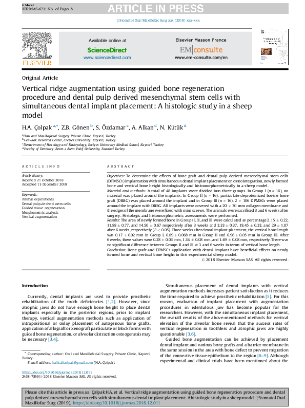 (PDF) Vertical ridge augmentation using guided bone regeneration ...