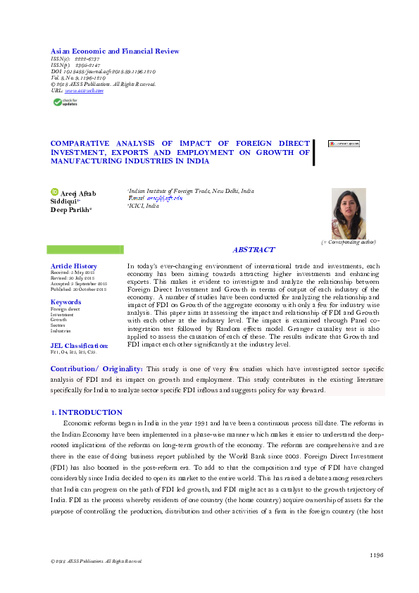 (PDF) Comparative Analysis of Impact of Foreign Direct Investment ...