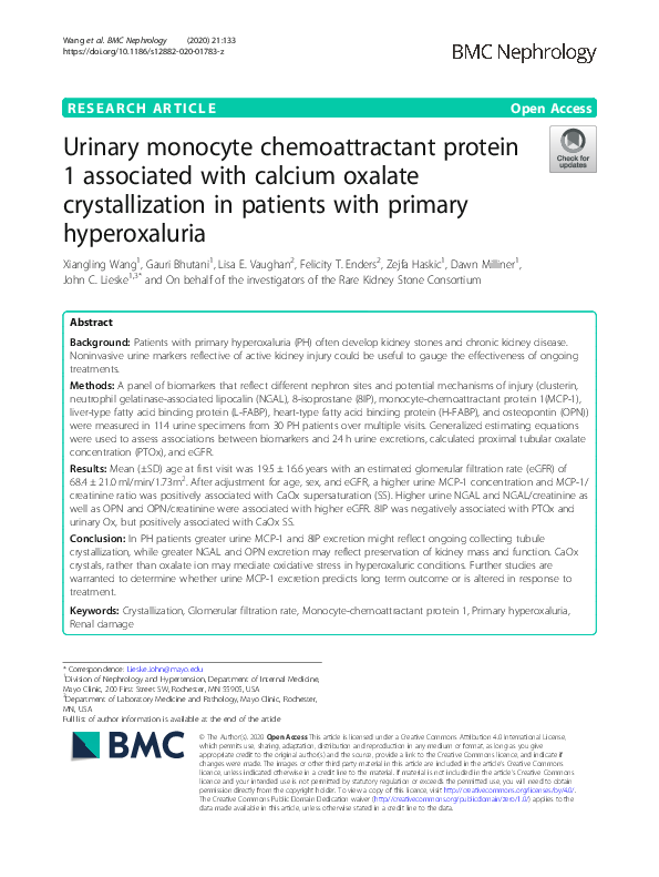(PDF) Urinary monocyte chemoattractant protein-1 as a biomarker of ...