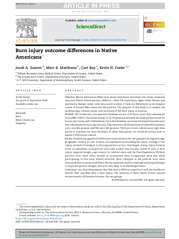 (PDF) Burn injury outcome differences in Native Americans