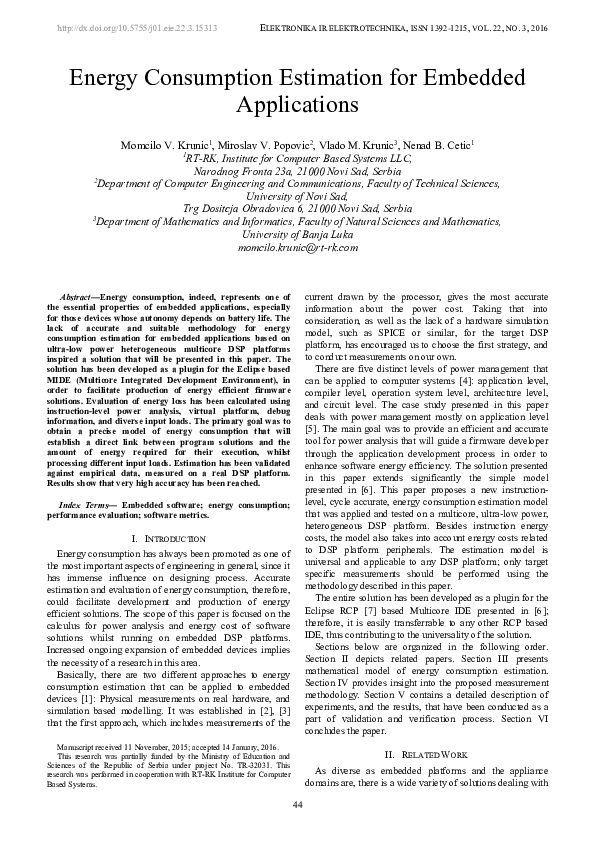 (PDF) Energy Consumption Estimation for Embedded Applications