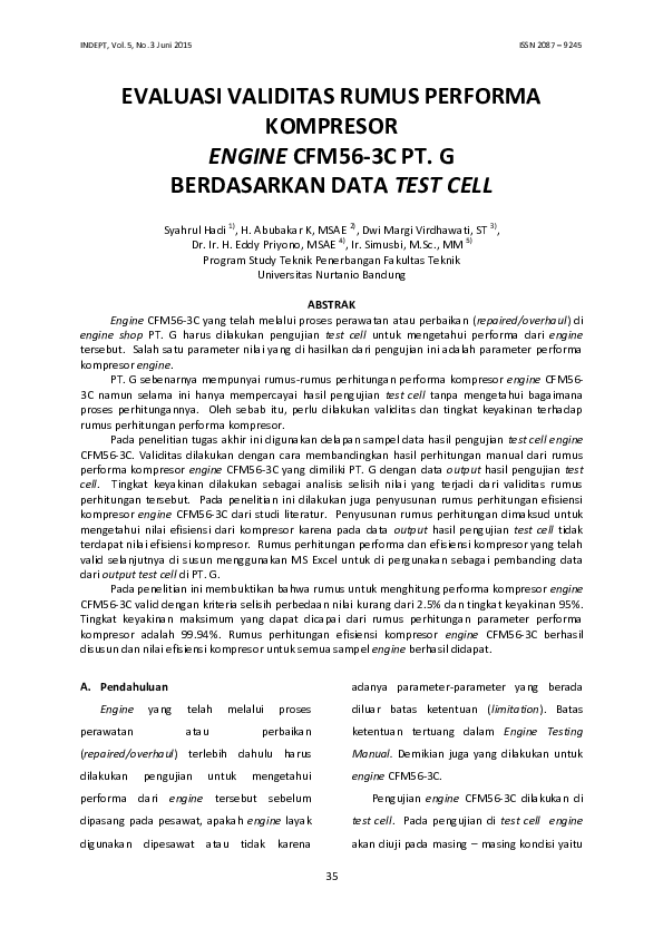 (PDF) Evaluasi Validitas Rumus Performa Kompresor Engine CFM56-3C Pt. G ...