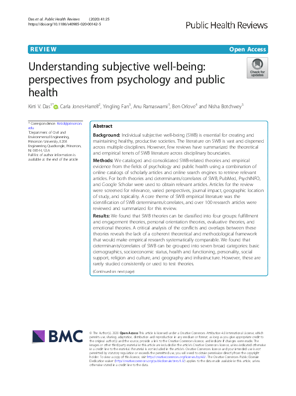 (PDF) Understanding subjective well-being: perspectives from psychology ...