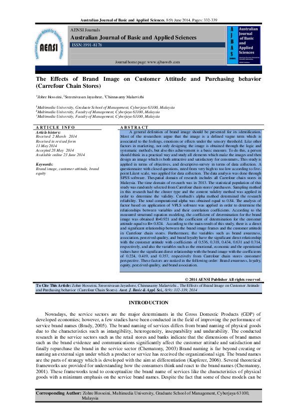 (PDF) The Effects of Brand Image on Customer Attitude and Purchasing ...
