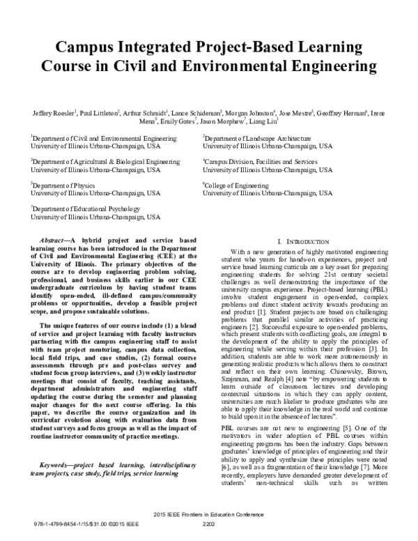 (PDF) Campus integrated project-based learning course in civil and ...