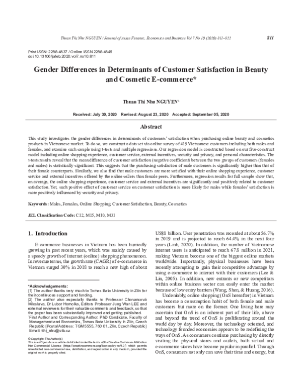 (PDF) Gender Differences in Determinants of Customer Satisfaction in ...
