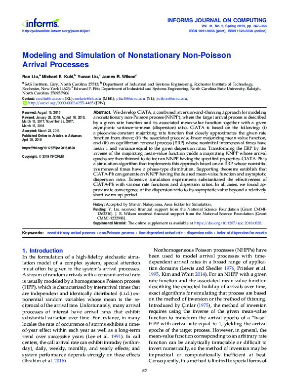 (PDF) Modeling and Simulation of Nonstationary Non-Poisson Arrival ...