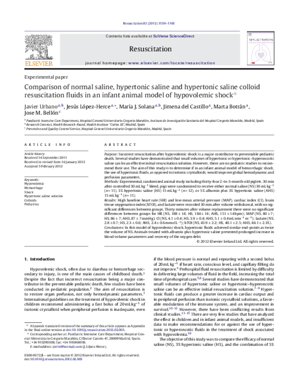 (PDF) Comparison of normal saline, hypertonic saline and hypertonic ...