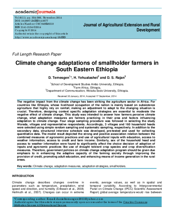 (PDF) Climate change adaptations of smallholder farmers in South ...