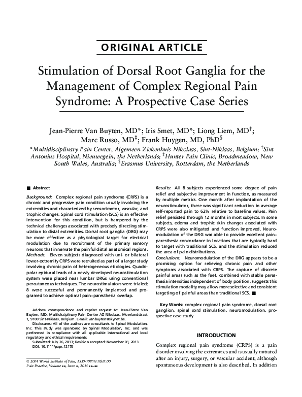  pdf stimulation of dorsal root ganglia for the management of complex