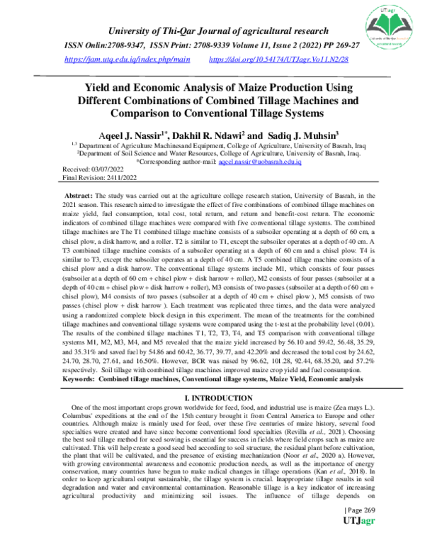 (PDF) Yield and Economic Analysis of Maize Production Using Different ...