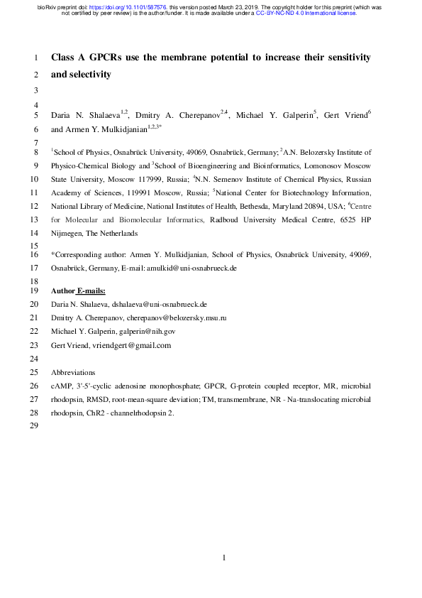 (PDF) Class A GPCRs use the membrane potential to increase their ...