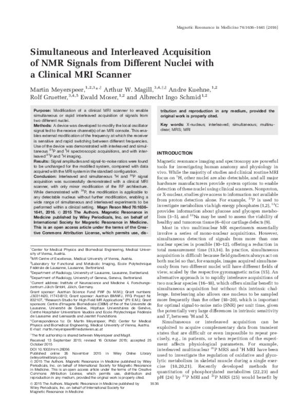 (PDF) Simultaneous and interleaved acquisition of NMR signals from ...
