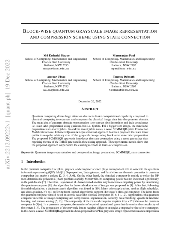 (PDF) Block-wise quantum grayscale image representation and compression ...