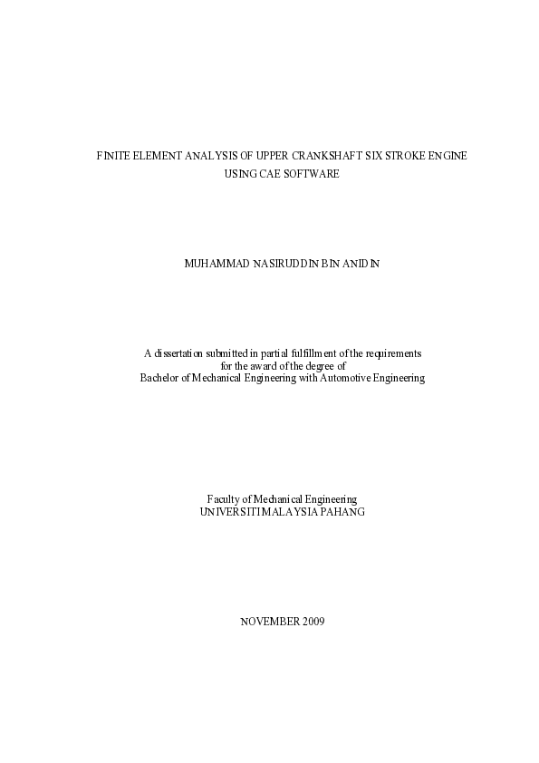 (PDF) Finite element analysis of upper crankshaft six stroke engine ...