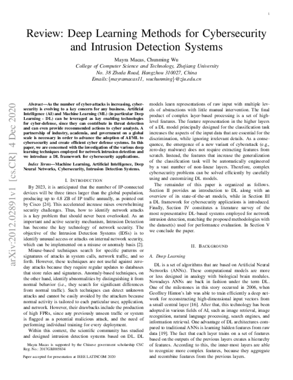 (PDF) Review: Deep Learning Methods for Cybersecurity and Intrusion ...