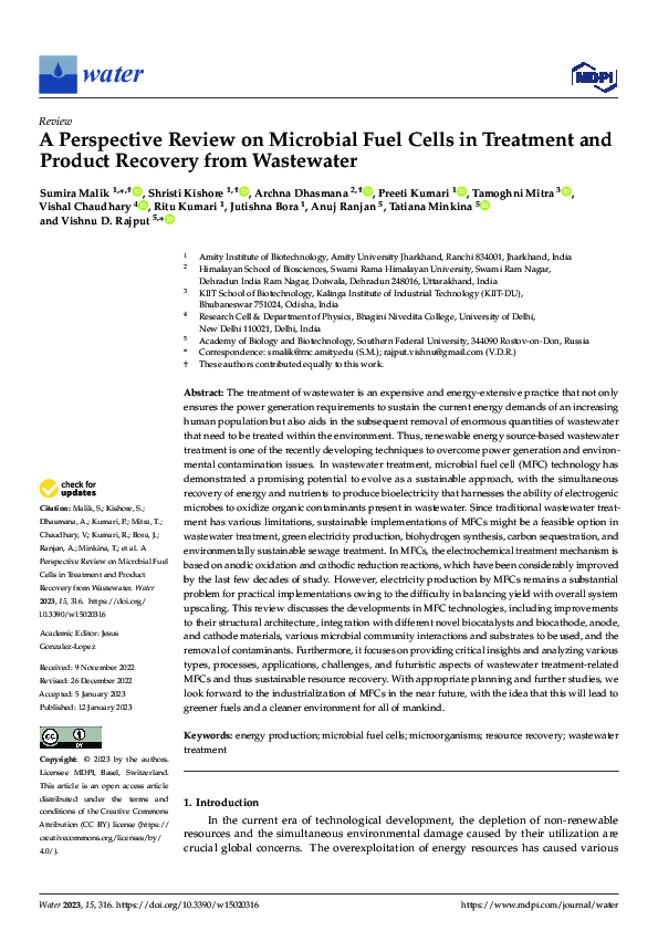 (PDF) A Perspective Review on Microbial Fuel Cells in Treatment and ...