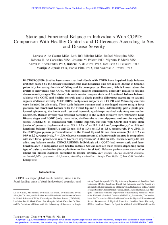 (PDF) Static and Functional Balance in Individuals With COPD ...