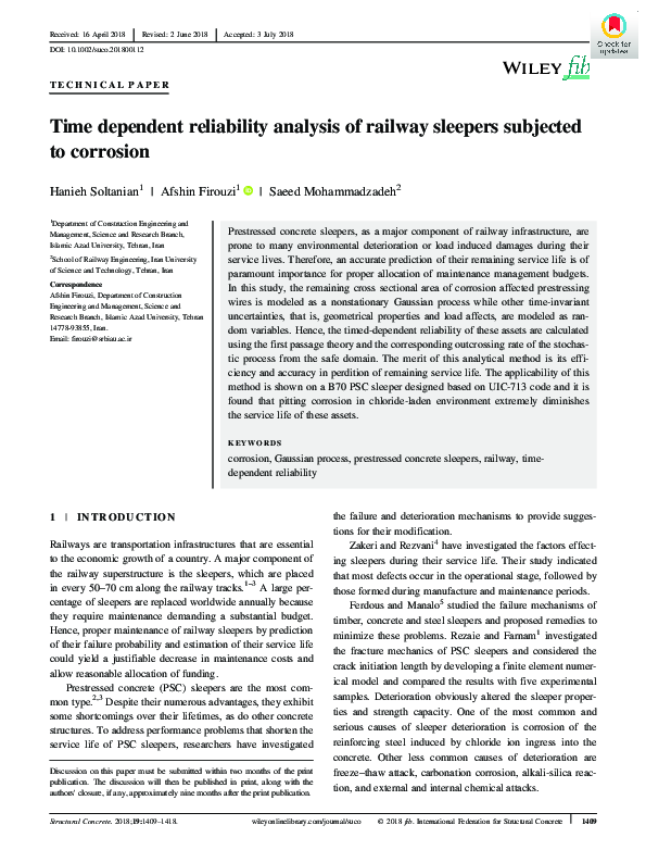 (PDF) Time dependent reliability analysis of railway sleepers subjected ...