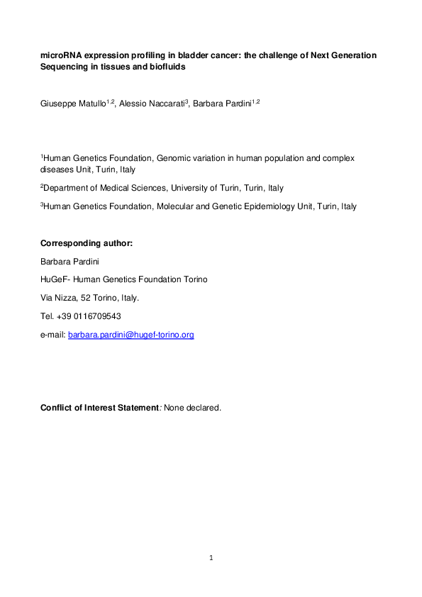 (PDF) microRNA expression profiling in bladder cancer: The challenge of ...
