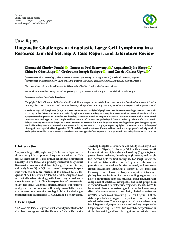 (PDF) Diagnostic Challenges of Anaplastic Large Cell Lymphoma in a ...