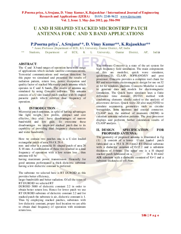 (PDF) U and H Shaped Stacked Microstrip Patch Antenna for C and X Band ...