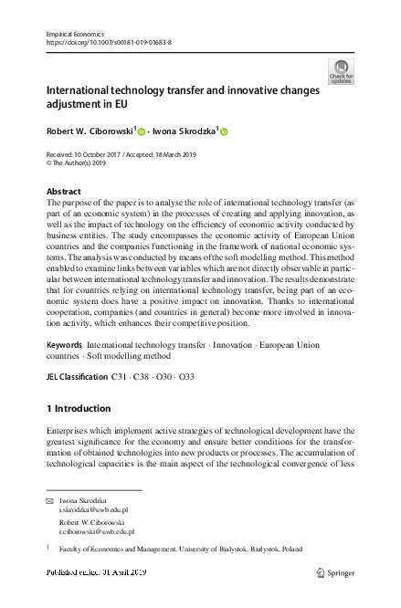 (PDF) International technology transfer and innovative changes ...
