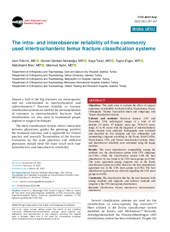 (PDF) The intra- and interobserver reliability of five commonly used ...