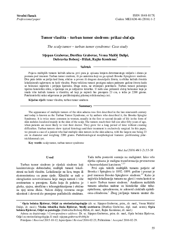(PDF) The scalp tumor - turban tumor syndrome: case study