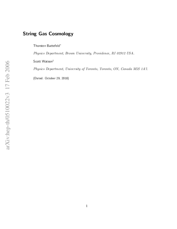 (PDF) String gas cosmology