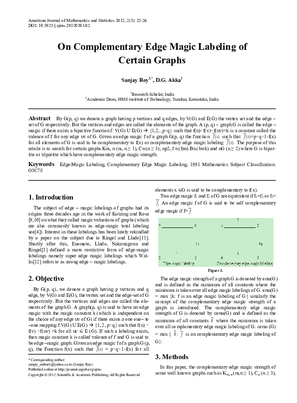 (PDF) On Complementary Edge Magic Labeling ofCertain Graphs