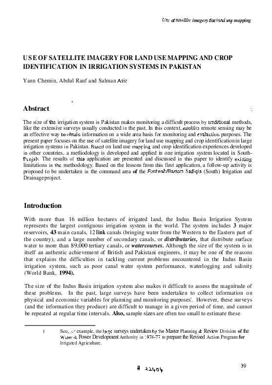 (PDF) Use of Satellite Imagery for Land Use Mapping and Crop ...