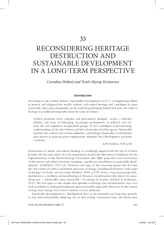 (PDF) Reconsidering Heritage Destruction and Sustainable Development in ...